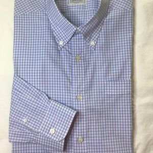 Custom Charvet France light blue grid Dress Shirt 18x36 18 x 36